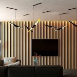 Акцентная стена из реек в гостиной