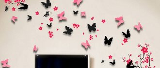 Бумажные бабочки на стене