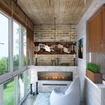 дизайн балкона с камином