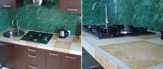 Фото керамическая столешница из остатков напольной плитки