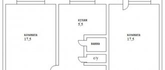 Khrushchev 2 room layout (main key)