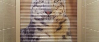 Image of a tiger on the roller shutters in the toilet