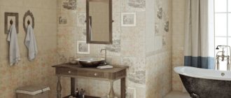 Ceramic wall decoration in the bathroom of a country house