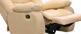 Useful functions of a recliner chair, types of models
