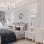 Серо-голубая спальня с элементами морского стиля