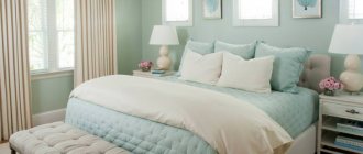 Bedroom in pastel colors furniture