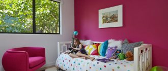 Dark pink wall in a girl's bedroom