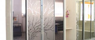 Options for sandblasting patterns for sliding wardrobe mirrors, photo examples